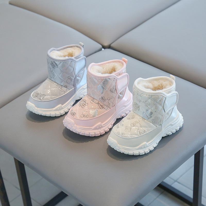 Little Liubao Winter Velvet Baby Boots: Warm, Waterproof Cotton Snow Boots for Ages 2-4 with Ultra-Fiber Leather Surface
