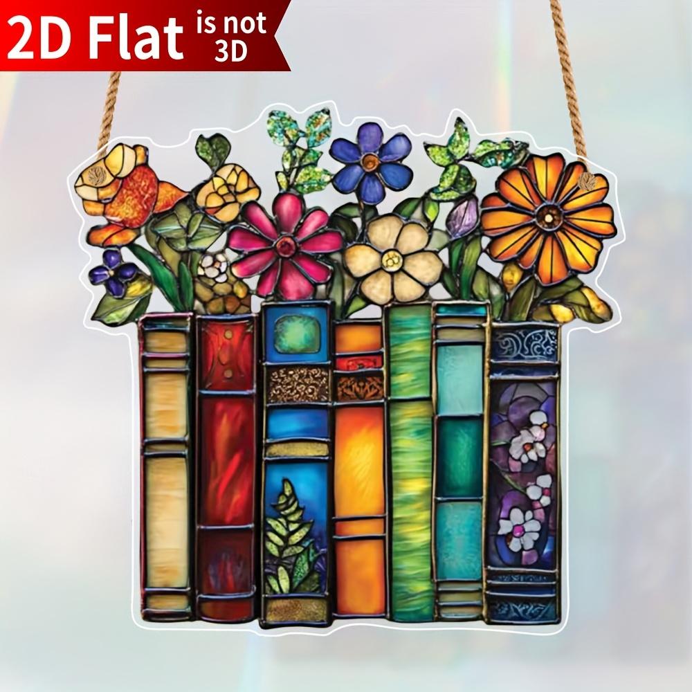 

2D плоский акриловый держатель для книг, подвеска для украшения окна, интерьерное и экстерьерное украшение, подарок для библиотекаря, настенный оконный арт-подвес