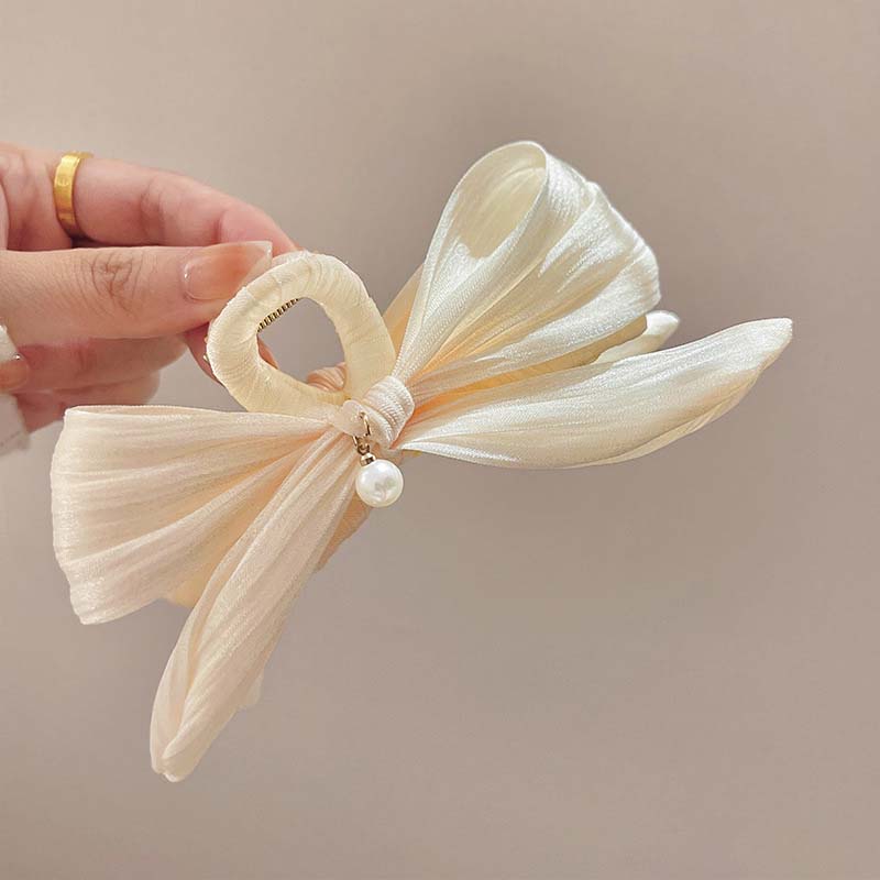 

Элегантные белые заколки-крабы для волос с бантом для женщин Корейские простые большого размера жемчужные сетчатые заколки-крабы для волос Акула Аксессуары для волос