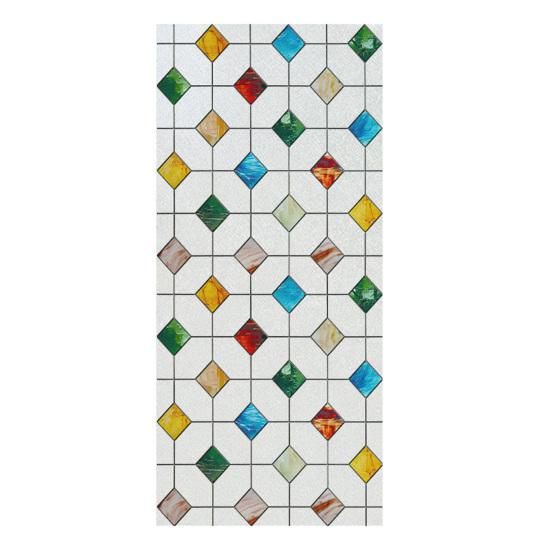 

Stained Glass Window Privacy Film Colorful Decorative Window Sticker Sun Blocking Removable Static Cling for Bathroom Bedroom Living Room H