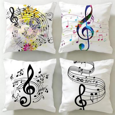Classic Music Theme Sheet Music Cushion Cover Soft & Easy-Wash Pillow Case – Versatile for Couch, Bed, Travel and Office