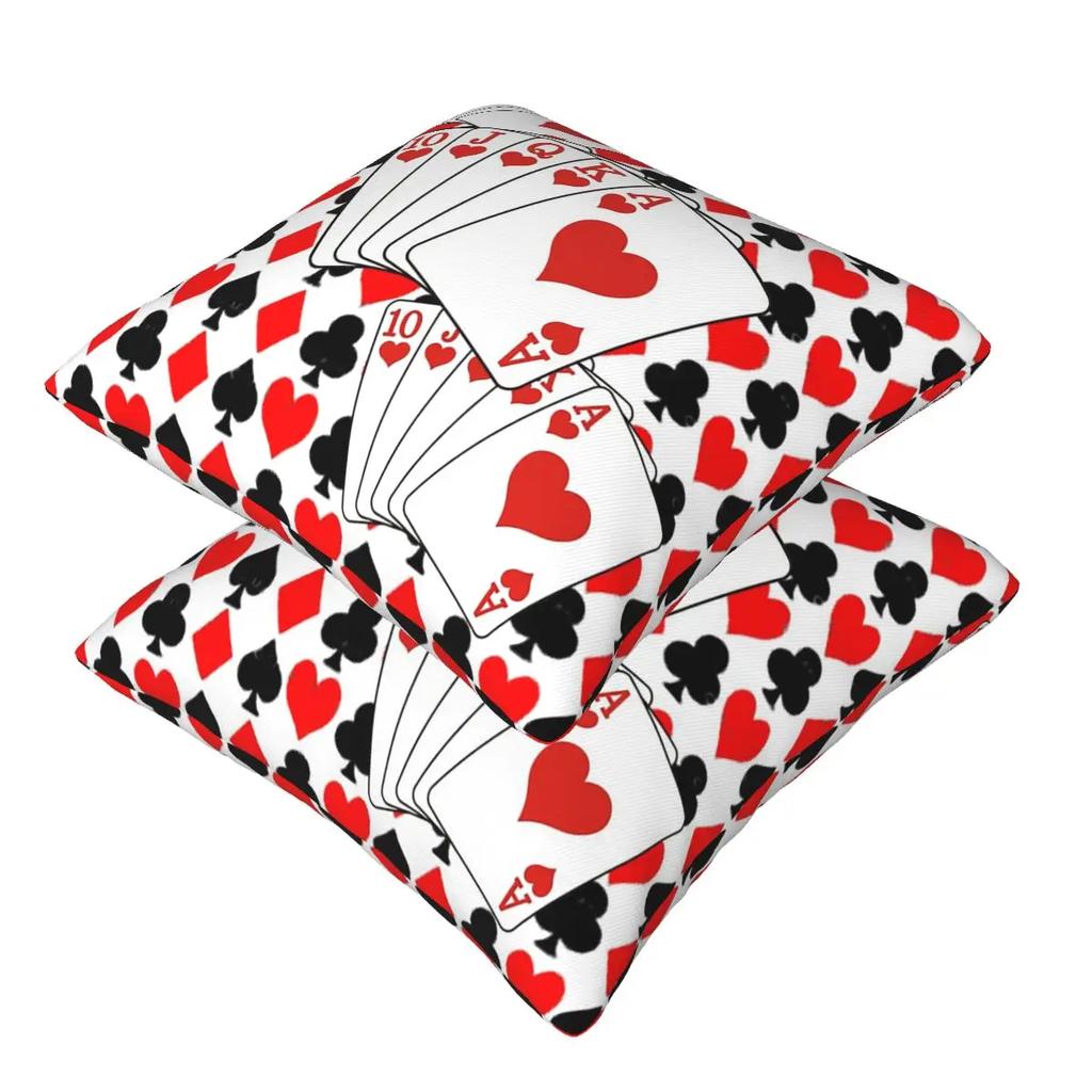 Casino Nights Red Queen Of Hearts 2 Pcs Square Pillowcase Pillow Cover Cushion Zip Decorative Comfort Throw Pillow For Home Car