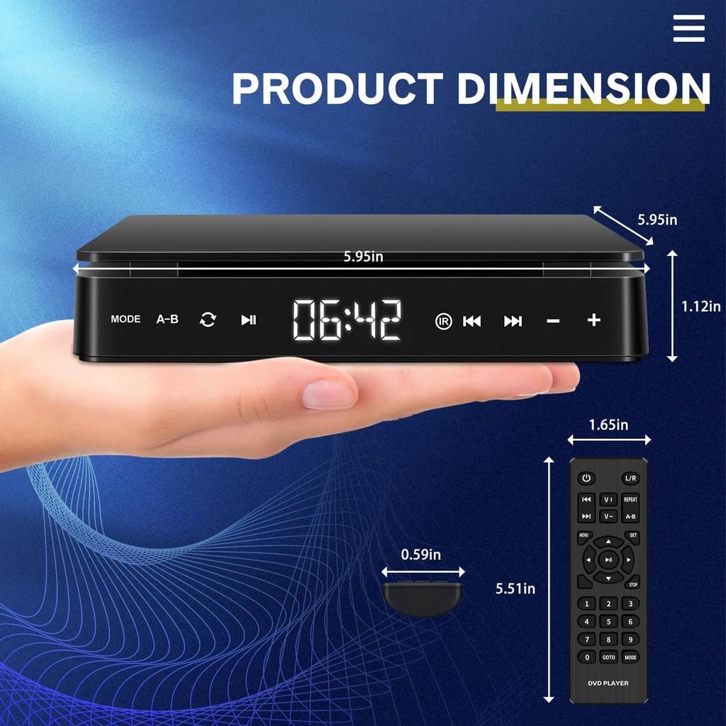 1080P Household DVD/VCD HD Video Player Multi-functional Portable Hi-Fi Stereo Speakers Mini CD Players