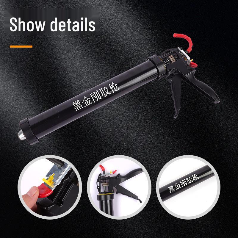 King Kong Black Bearing Soft Rubber Caulk Gun: Aluminum Alloy, Time-Saving, Labor-Saving, Thickened Structure.