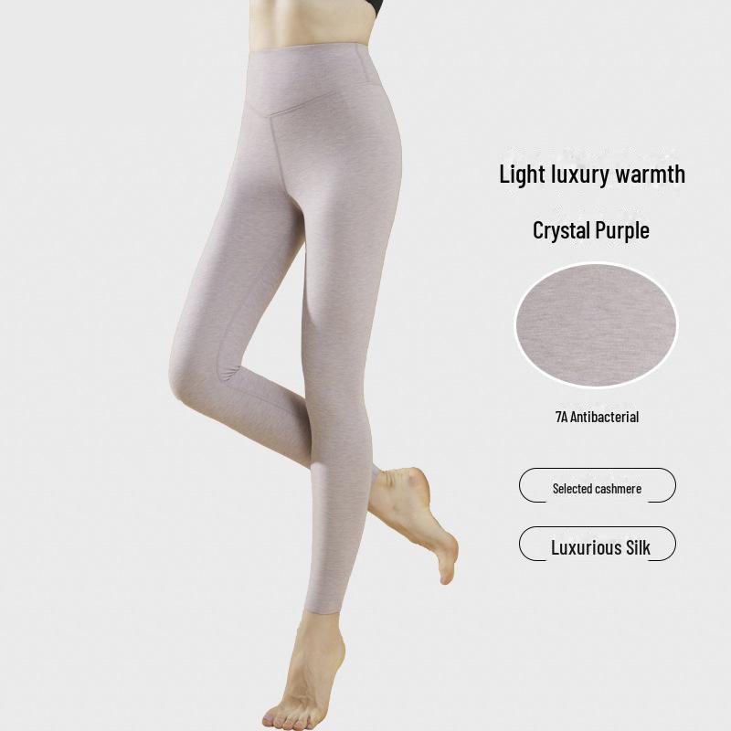 

Women s Silk Cashmere Antibacterial Thermal Leggings - Thickened Velvet Wool for Autumn and Winter Warmth L