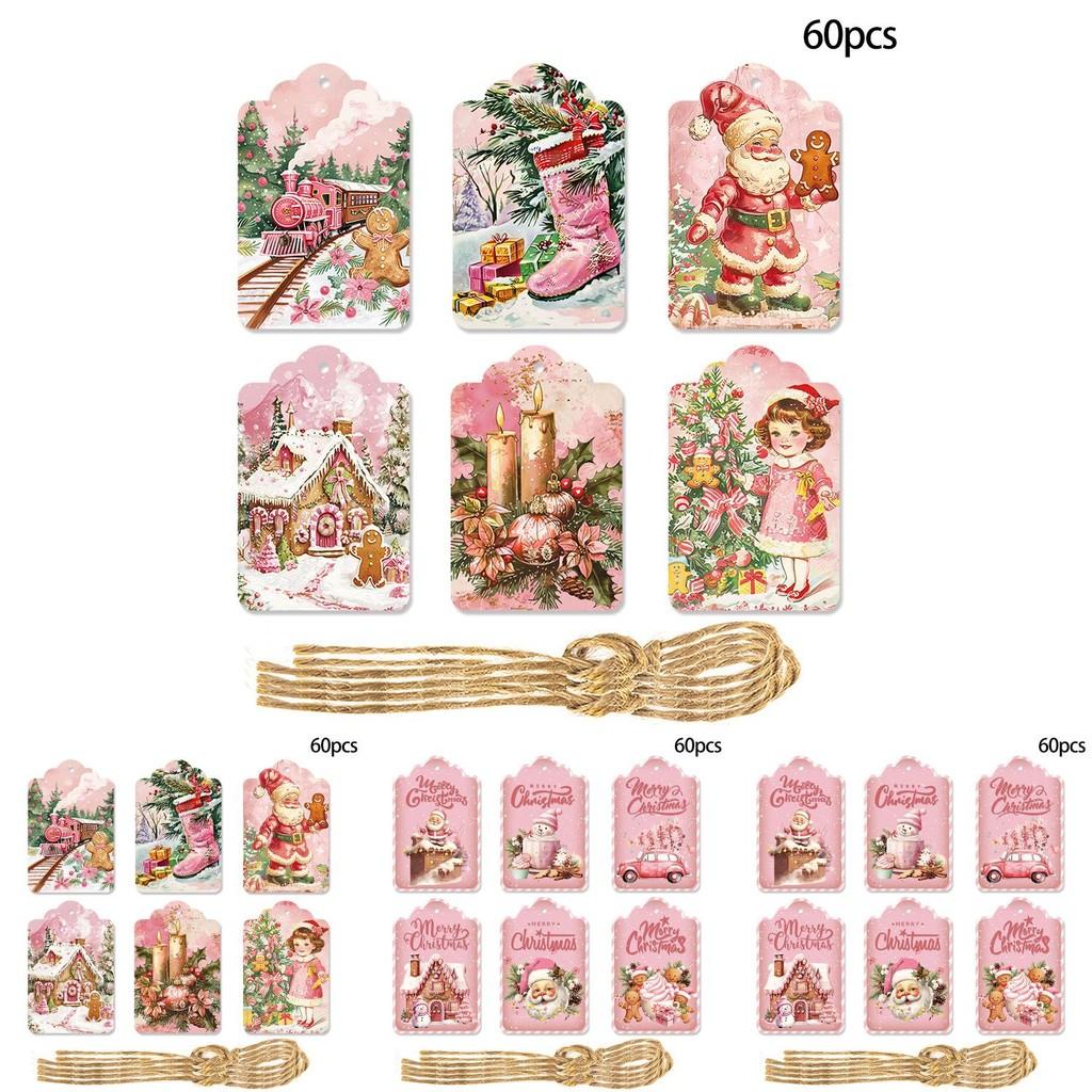Christmas Vintage Paper Gift Tag Set With 60pcs For Holiday Party Decor