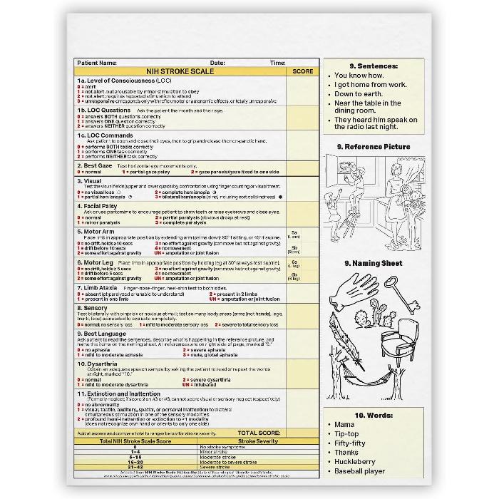MDpocket National titutes of Health Stroke Scale (NIHSS) Notepad (Single Pack (25 Sheets)) Single Pack (25 Sheets)