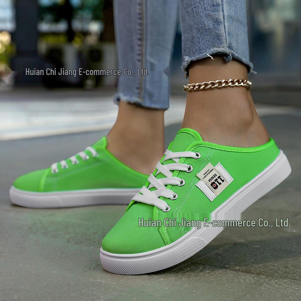 Spot Canvas Slip-On Spring White Flat Shoes