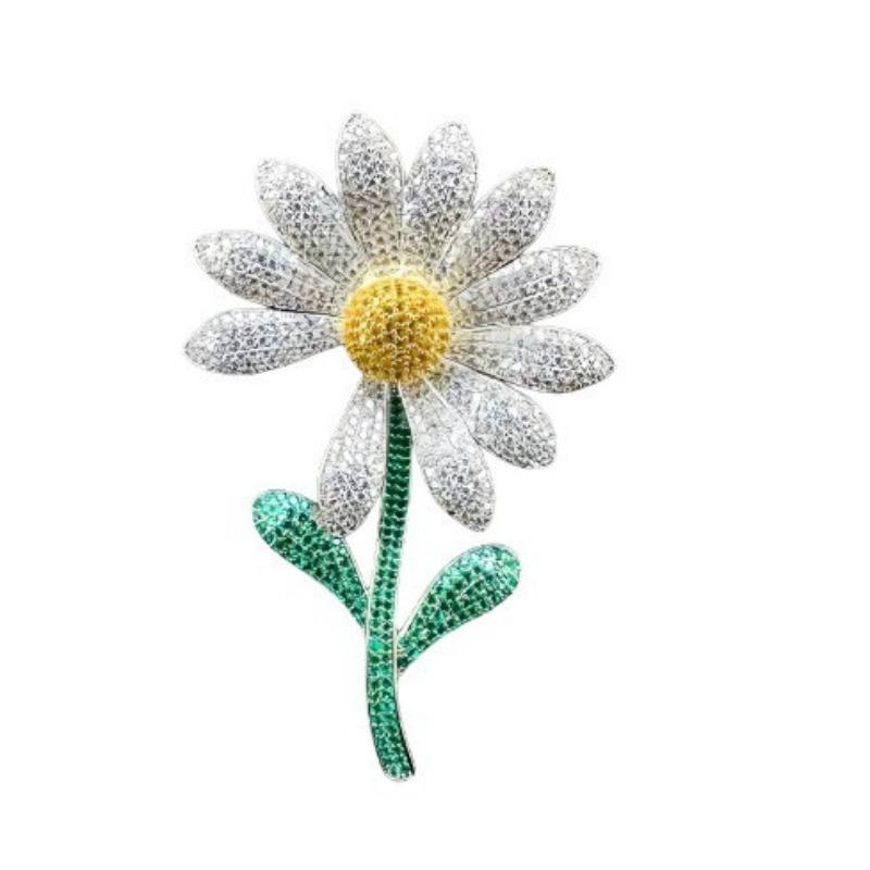 

1Pc Exquisite Daisy Sunflower Brooch Fashion Personality Pop Pin Inlaid Zircon Jewelry Accessories Party Banquet Daily Gift