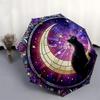 1pc Stained Glass Cat Moon Auto Open Close Umbrella, Portable Tri-Fold Design with 8-Bone Iron Frame, Outdoor for Fans, Travelers, Daily Use, Festive