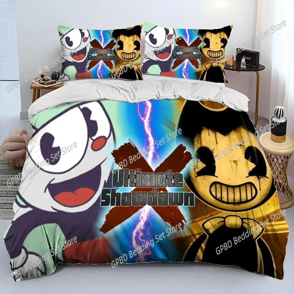 Cuphead E Mugman, Gioco 3D Nuovo Copripiumino Federa Set Biancheria da Letto Adulto Ragazzo Ragazza Decorazione Camera da Letto Bambini Singolo Matrimoniale Grande
