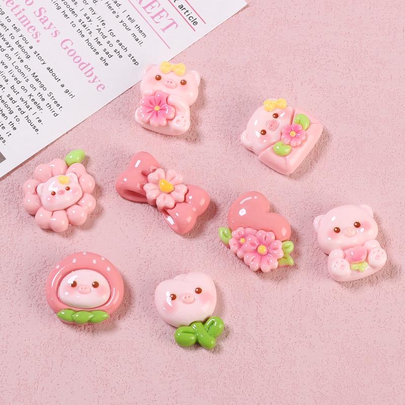 Handmade Resin Pig Hair Clip and Clog Decoration Set