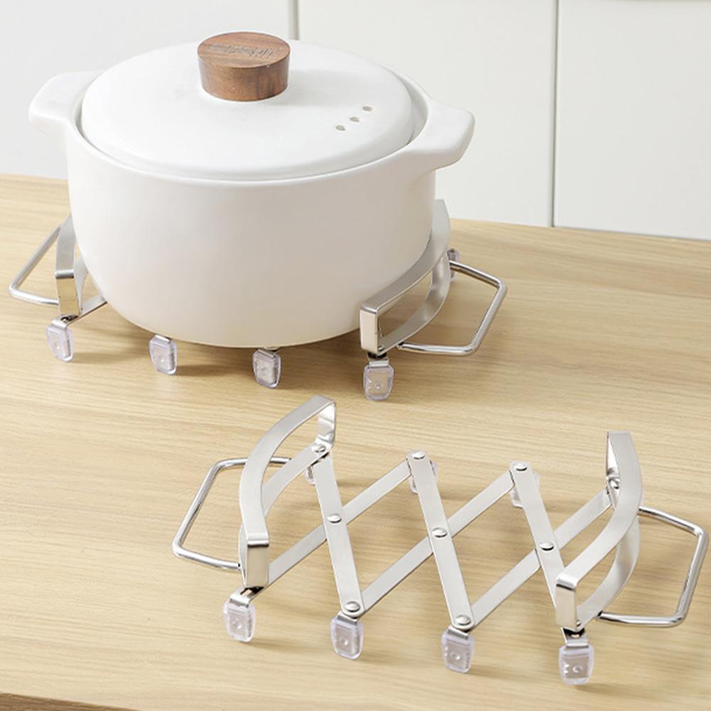 Hot Plate Holder Stainless Steel Expanding Pot Holder Resistant Mat Expanding Contracting Heat Easy Design Clean Trivet Non A8H0