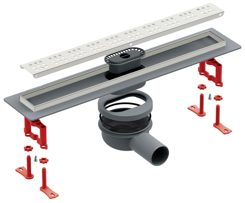 Linear Shower Drain With Perforated Grate, Length 500 Mm