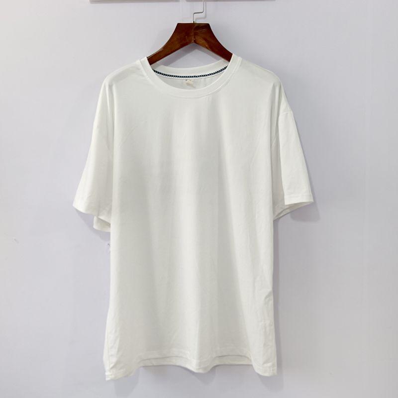 

Imitation Modal Summer Short Sleeve Women s round Neck Loose Plus Size Stretch Casual Pure Color round Neck Half Sleeve Bottoming Shirt M187 White short sleeve XL