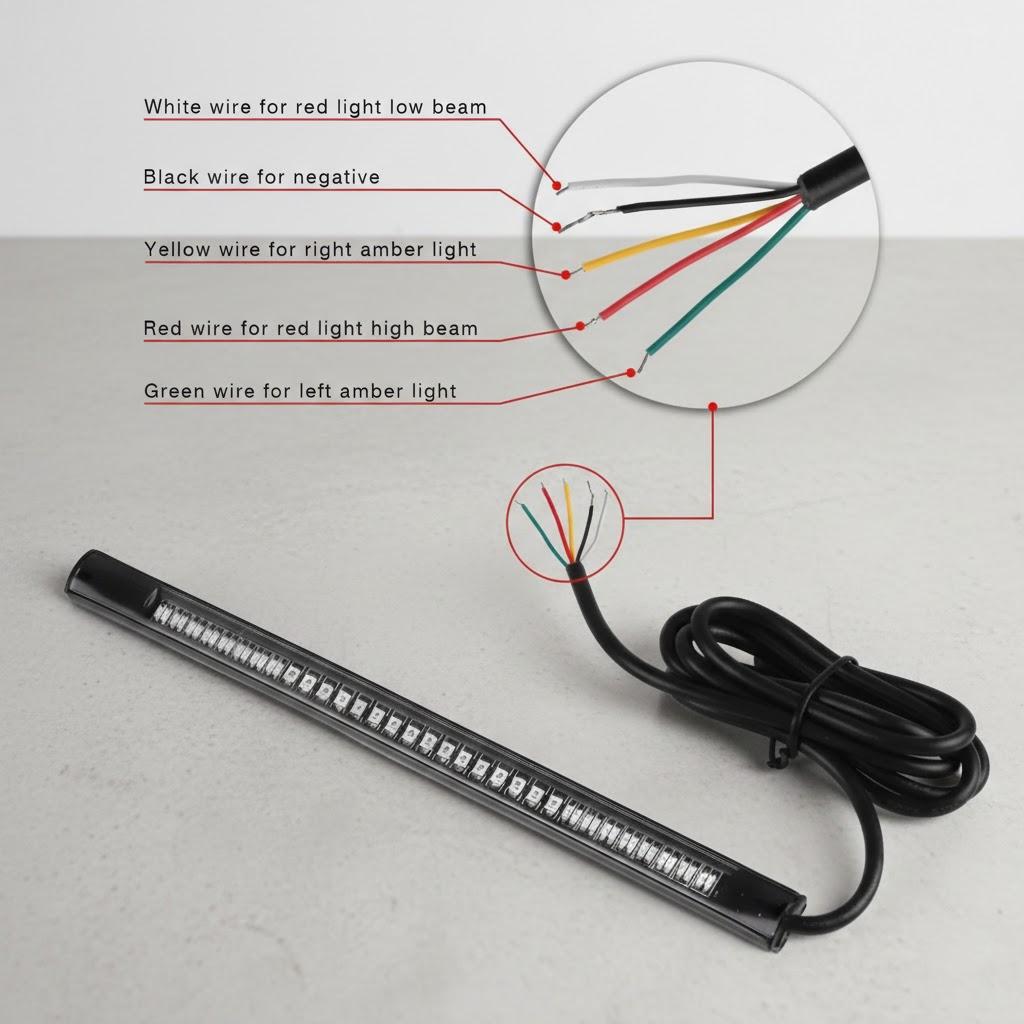 

Waterproof 8 Inch Motorcycle LED Light Strip 32 LED Tail Brake Stop Turn Signal Flexible Lighting чёрный