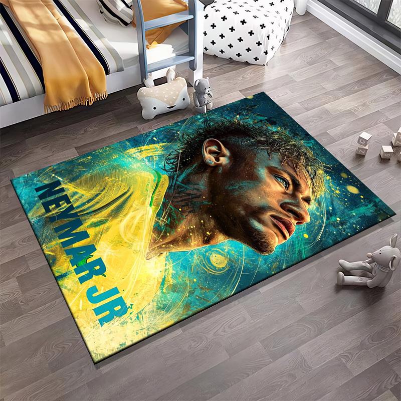 Stylish Neymar Jr. Design Carpet with Vibrant Yellow and Blue Art Suitable for Use As an Anti-slip for Living Room Bedroom Sofas
