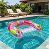 Sommer Pool-Schwimmring U-förmig aufblasbar für Erwachsene, Aufblasbarer schwimmender Liegestuhl mit Getränkehalter, Schwimmparty Strand See Zubehör faltbar