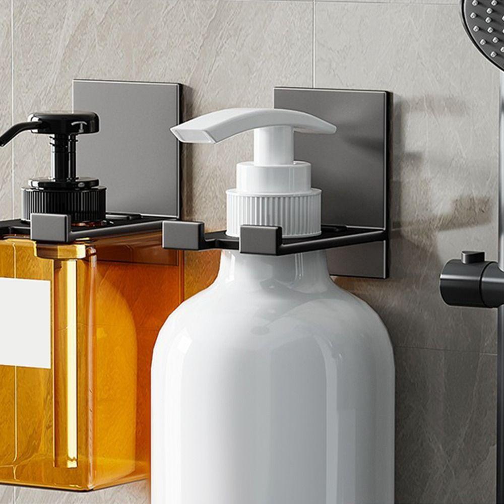Wall Mount Soap Bottle Holder Durable Metal Bottle Hanger Stand Shower Gel Bottle Hanger Rack Bathroom Kitchen Organizer Shelves