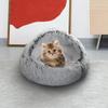 Cat Bed Plush Hooded Cave for Indoor Cats or Small Dog Beds, Doughnut Calm