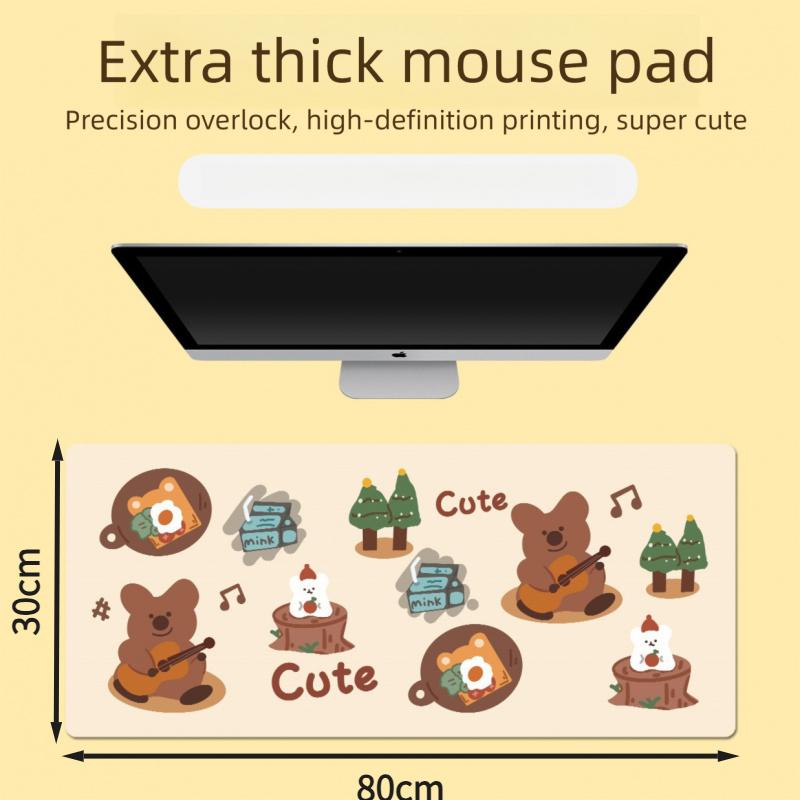 30*80cm Roztomilá podložka na stůl s potiskem medvídka, podložka do herní místnosti, studovny, extra silná protiskluzová podložka odolná proti opotřebení, kreslená podložka pod myš pro notebook