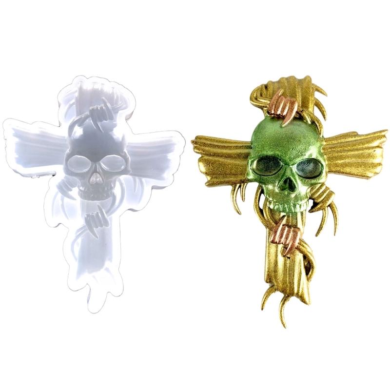 

Shiny Glossy Silicone Resin Molds Crossed Skull Keychain Mold DIY Pendant Ornaments Jewelry Epoxy Resin Crafting Mold 1