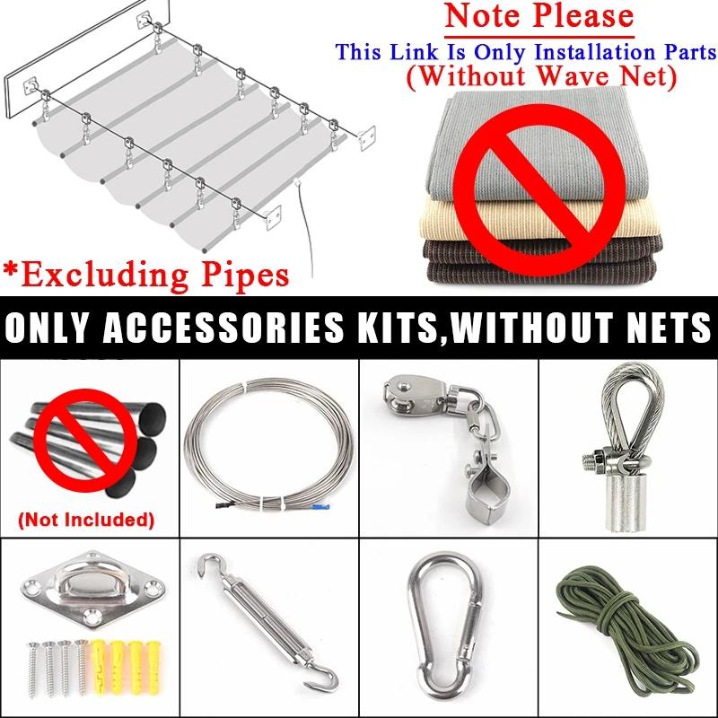 Wave Retractable Sunshade Net Telescopic Awning Outdoor Sun Shading Sail Garden Sunblock Nettings Swimming Pool Sun Shade Canopy