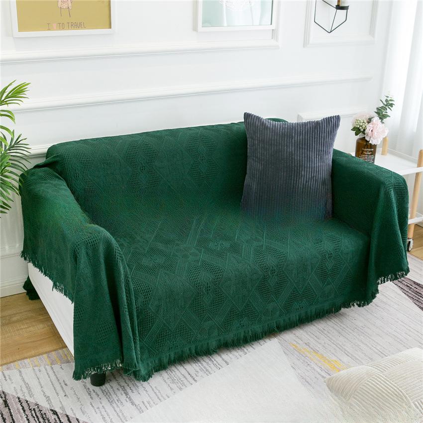 Diamond Shaped Minimalist Modern All Inclusive Solid Color Sofa Blanket Tea Table Cloth Cover Blanket