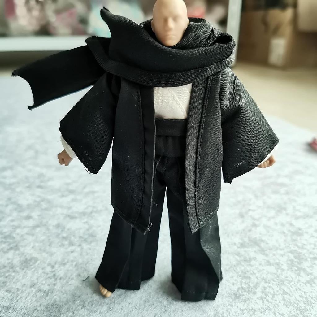 1/12 Samurai Kimono Clothes + Scarf for Clown 6" 6 inches 1:12 Action Figure Doll Clothes (Black)