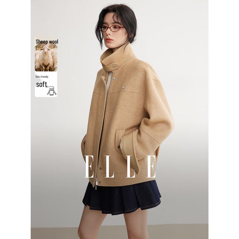 ELLE Women s French Style Paneled Wool Blend Short Jacket S
