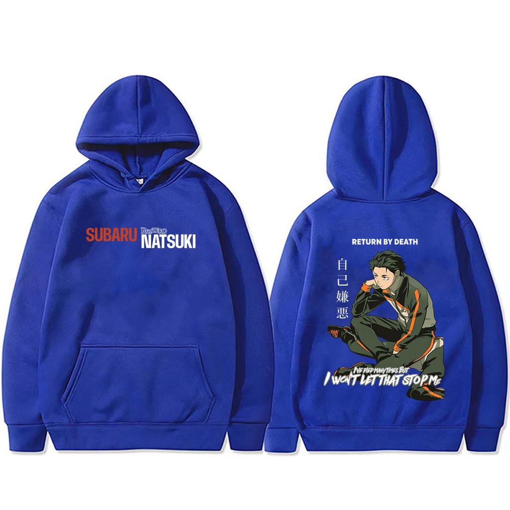 Anime Re:ZERO Starting Life in Another World Natsuki Subaru Print Hoodie Unisex Manga Oversized Pullover Male Casual Hoodies