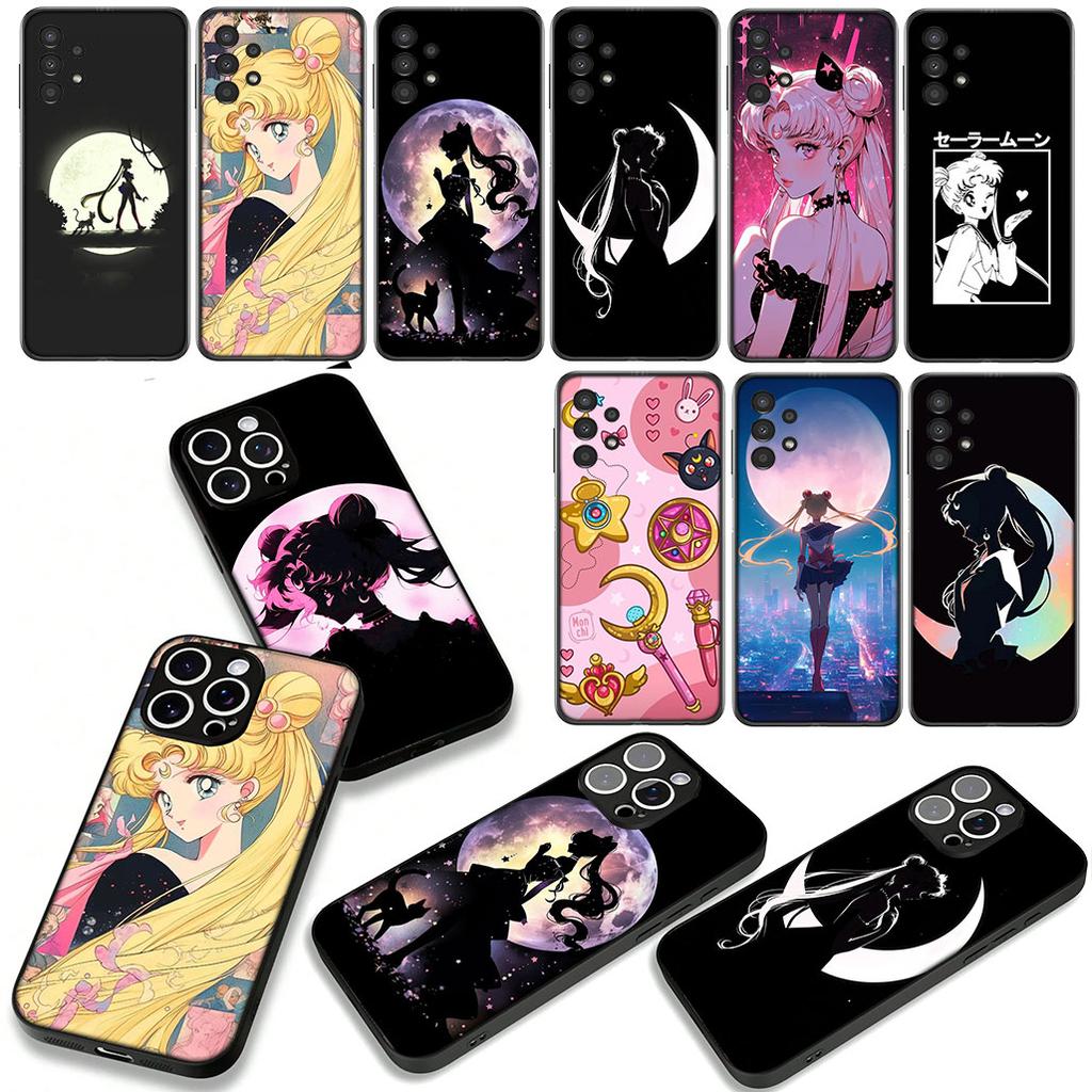 for Motorola Moto G04 G13 G14 G22 G23 G20 G32 G34 G35 G64 G82 G84 G53 G60 G72 E14 E15 E13 Case Cat Sailors Beautiful Girl Moon