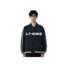 LiNing Sports Fashion Series Color Block Letter Baseball Collar Long Sleeve Jacket Unisex Jacket Black AWDU939-2