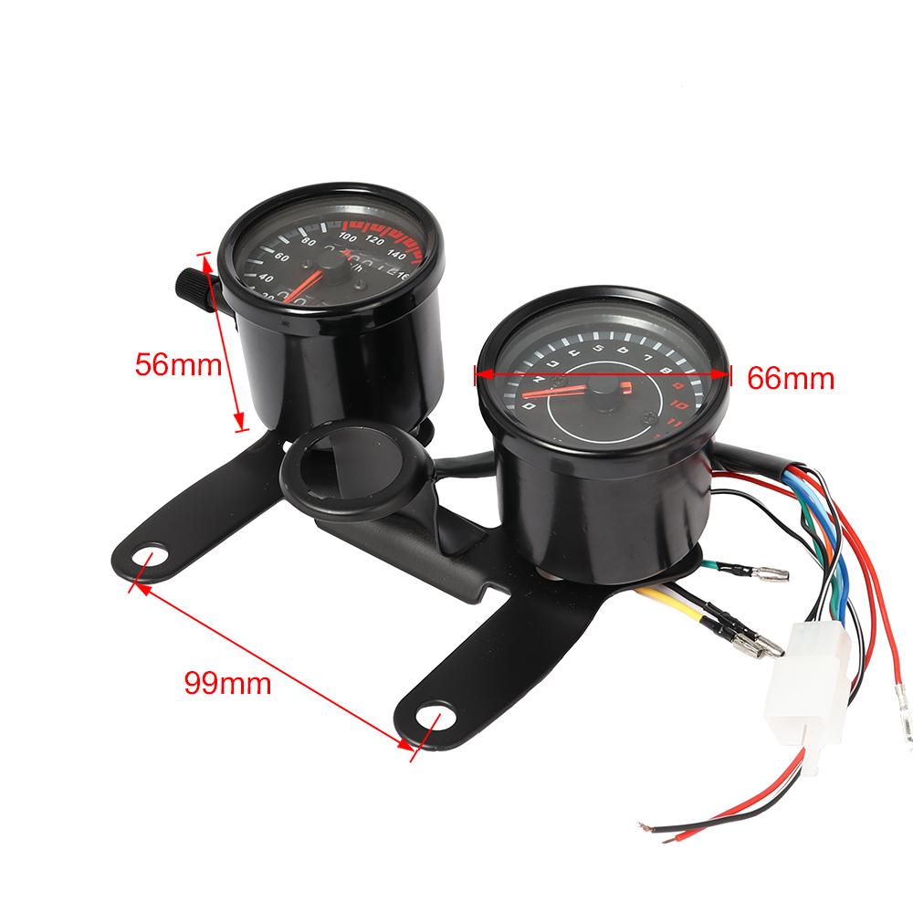 2-in-1 Motorrad Kilometerzähler Tacho Drehzahlmesser Modifizierte LED Geschwindigkeitsmesseranzeige Motorrad Kilometerzähler Universell Für Cafe Racer