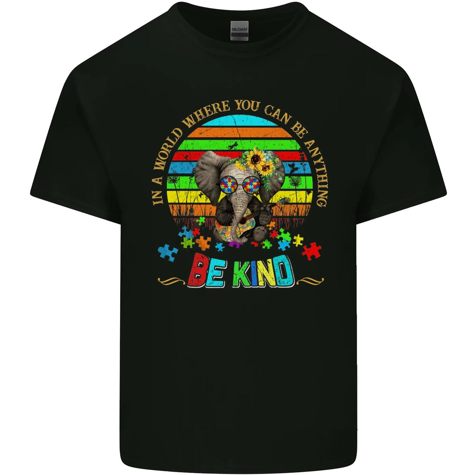Autism Be Kind Elephant Autistic Kids T-Shirt Childrens M