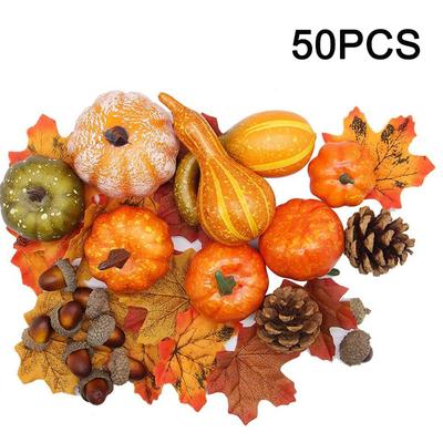 50 stuks Halloween Kunstmatige Pompoen Esdoornblad Decoratie Oogst Herfst Herfst Tha