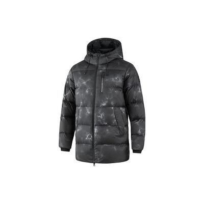 Solid Color Brand Logo Zipper Stand Collar Comfortable Warm Hooded Long Sleeve Down Jacket Men Outerwear Black P422M026