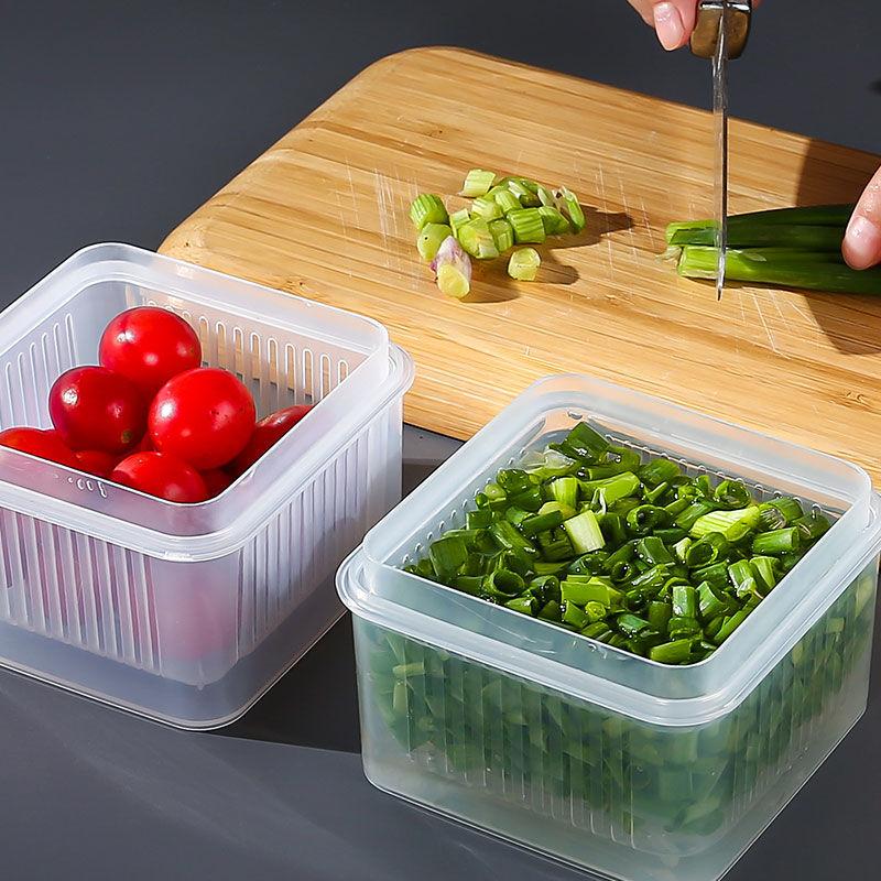 3 Stück Kühlschrank Plastik Lebensmittelaufbewahrungsbehälter Küche Obst Gemüse Zwiebel Ingwer Knoblauch Abtropfboxen Klar Versiegelt Organizer