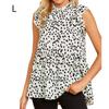 Women Polka Dots Leopard Printed Ruffled Short Sleeve Shirt