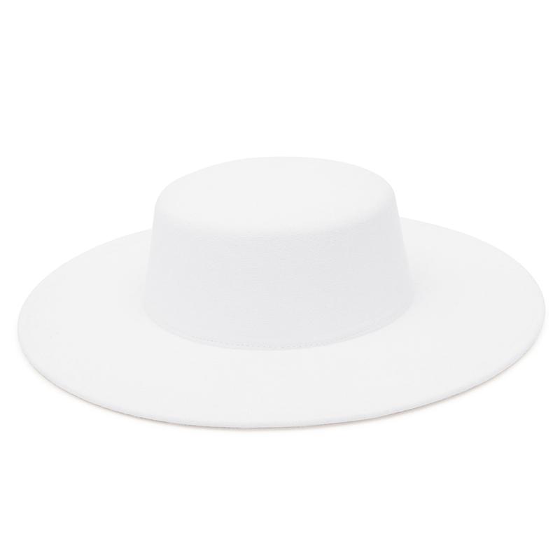 GEMVIE Women Men Wide Brim Fedora Hats Female Flat Top Felt Church Panama Cap Boater Hats
