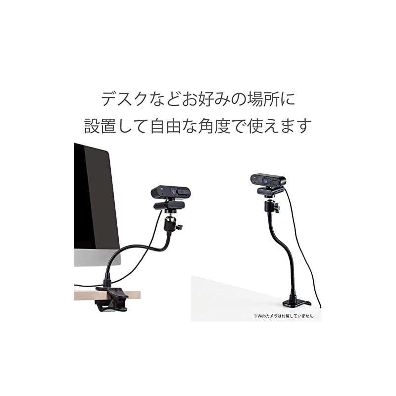 ELECOM Webcam Arm Clip Stand with GoPro Adapter, Black UCAM-DSCLP30BK