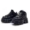 Retro Tank Bottom Metal Platform Small Leather Shoes Dark Punk Muffin Bottom Street Shot Men's and Women's Shoes.
