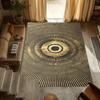 Luxe Golden Sunburst Area Rug Non Slip Washable Floor Carpet with Radiant Geometric Design for Living Room Bedroom Mats