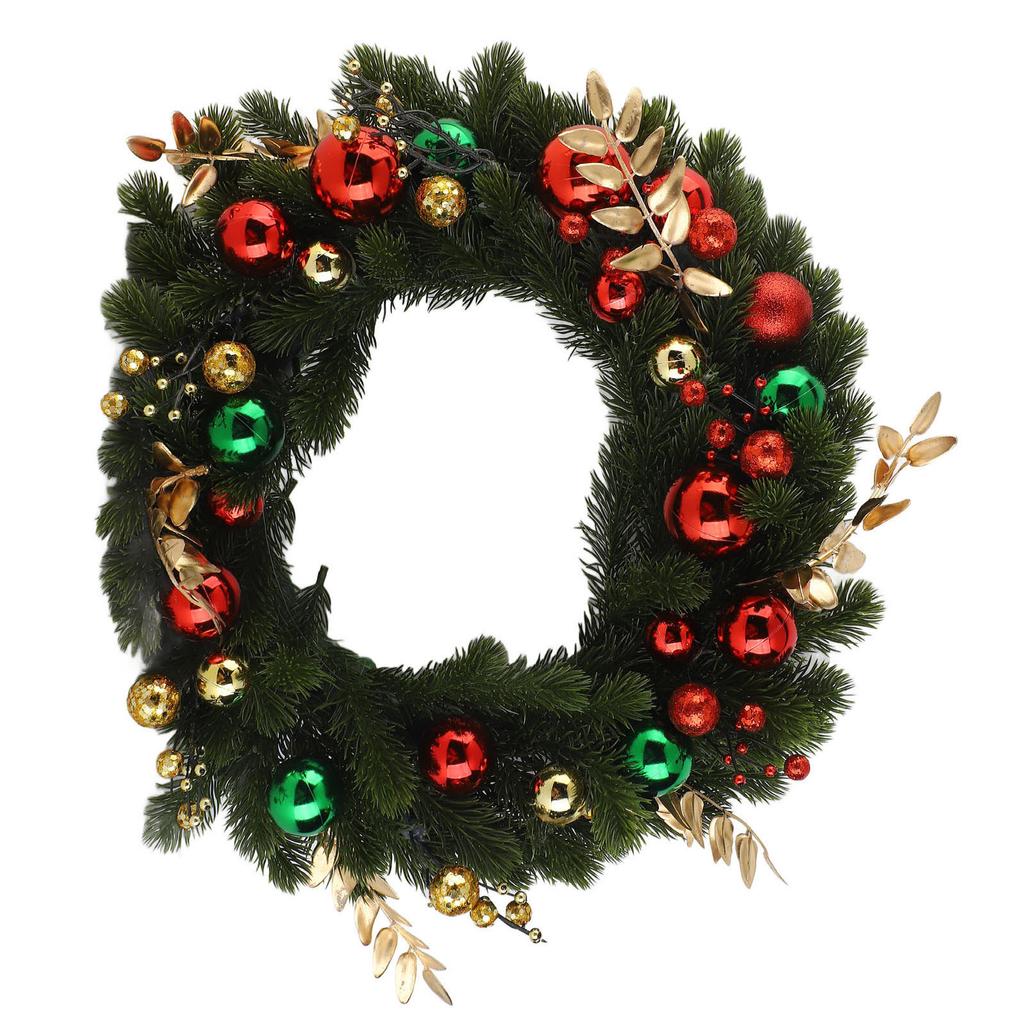 Xmas Wreath 50CM Artificial Decorative Front Door Hanging Wreath with Light for Holiday Home Decor