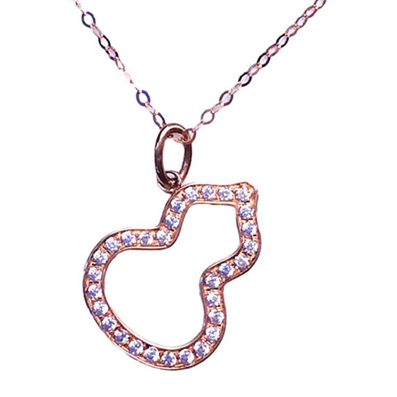 Purple Gold Gourd Diamond Pendant Femininity Design Colored Gold Rose Gold Clavicle Chain