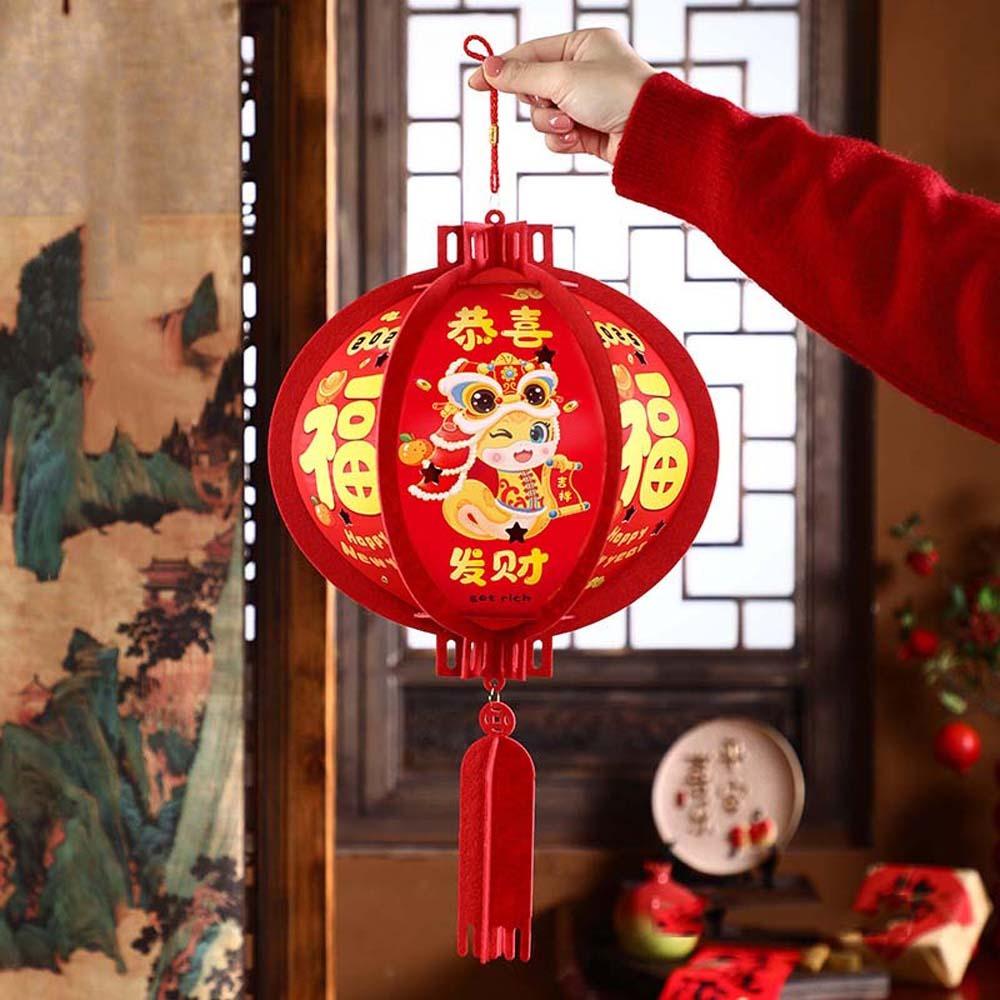 Patterned Chinese New Year Red Lanterns Traditional Spring Festival Supplies Party Props
