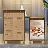 1PC Transparent Panel Price Display Board Walnut Wood Base Restaurant Tent Sign Holder Signs With Metal Finish Dinner A4 A5 A6