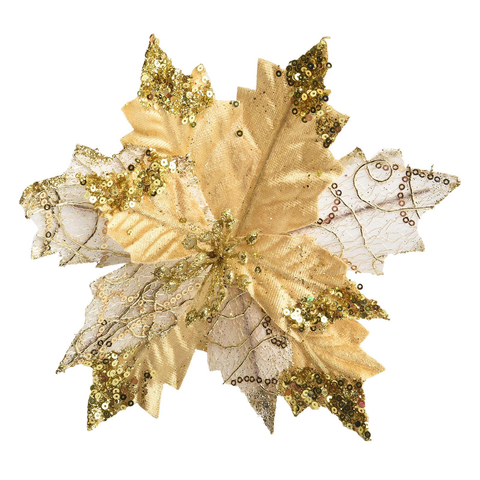 

Рождественское украшение Подвесной орнамент Цветок пуансеттии золотой