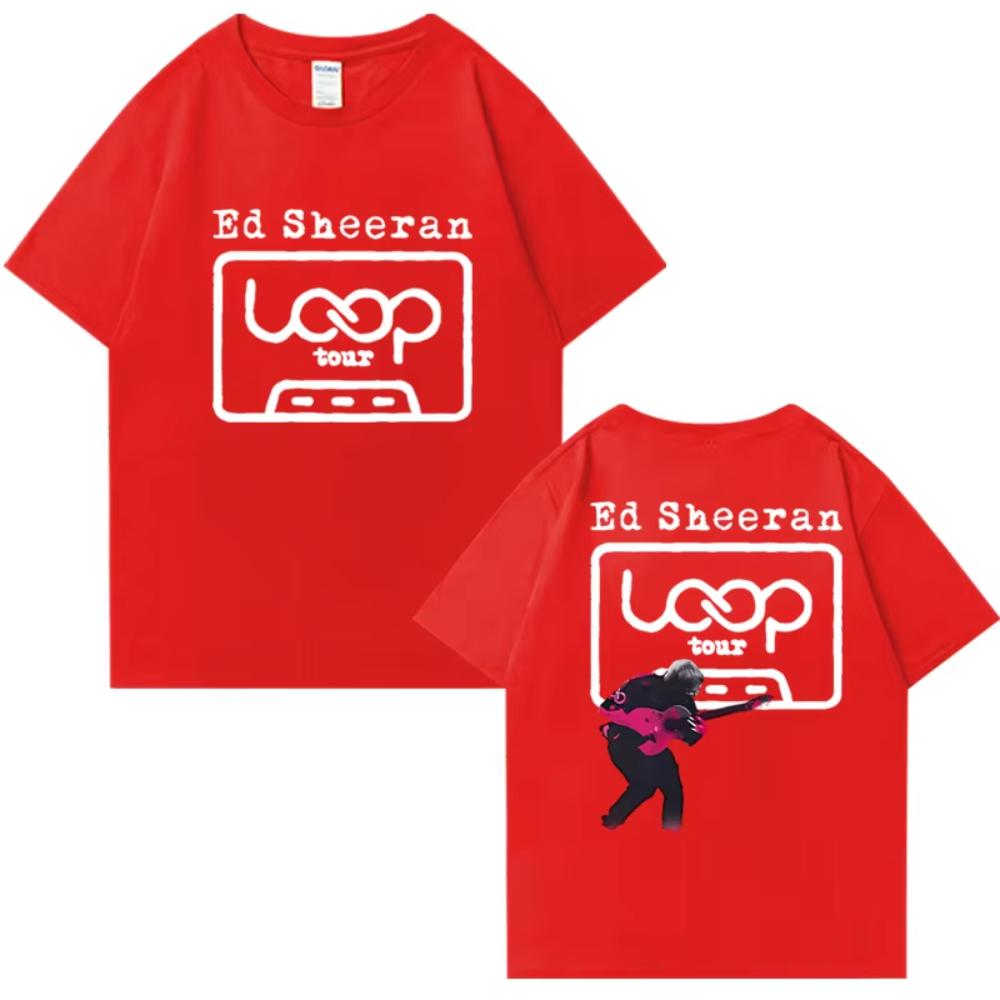 Hot Singer Ed Sheeran LOOP Tour 2025 Double Sided Graphic Short Sleeve Male T-shirt Printed Fashion T Shirt Men Women Cotton Top
