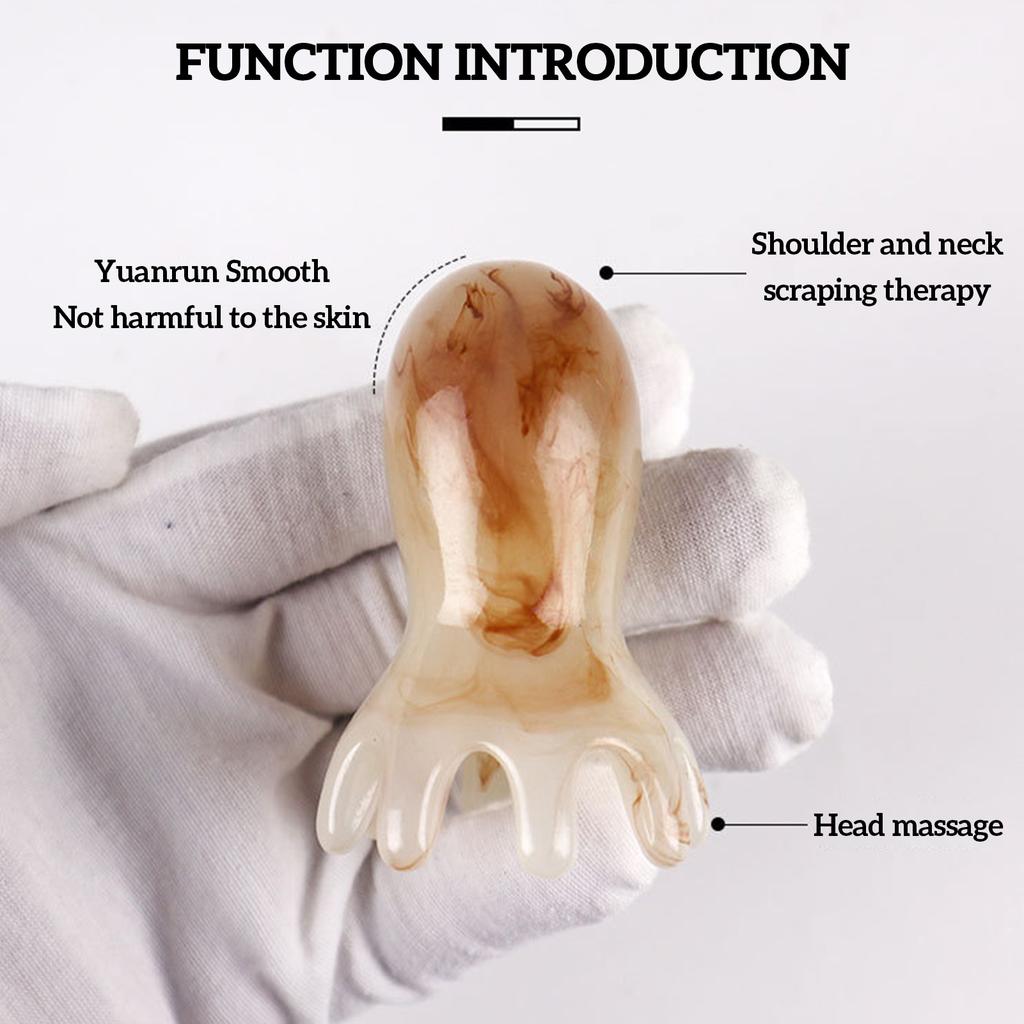Octopus Head Honey Wax Resin Meridians Head Comb Portable Shoulder Neck Massager Soothing Meridian Massage Comb